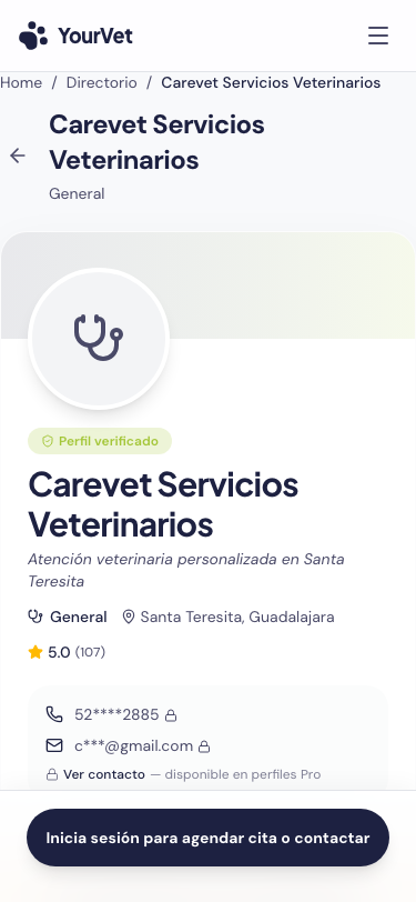 Perfil del perro con historial de salud en YourVet